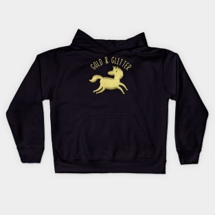 Gold and Glitter Unicorns Kids Hoodie